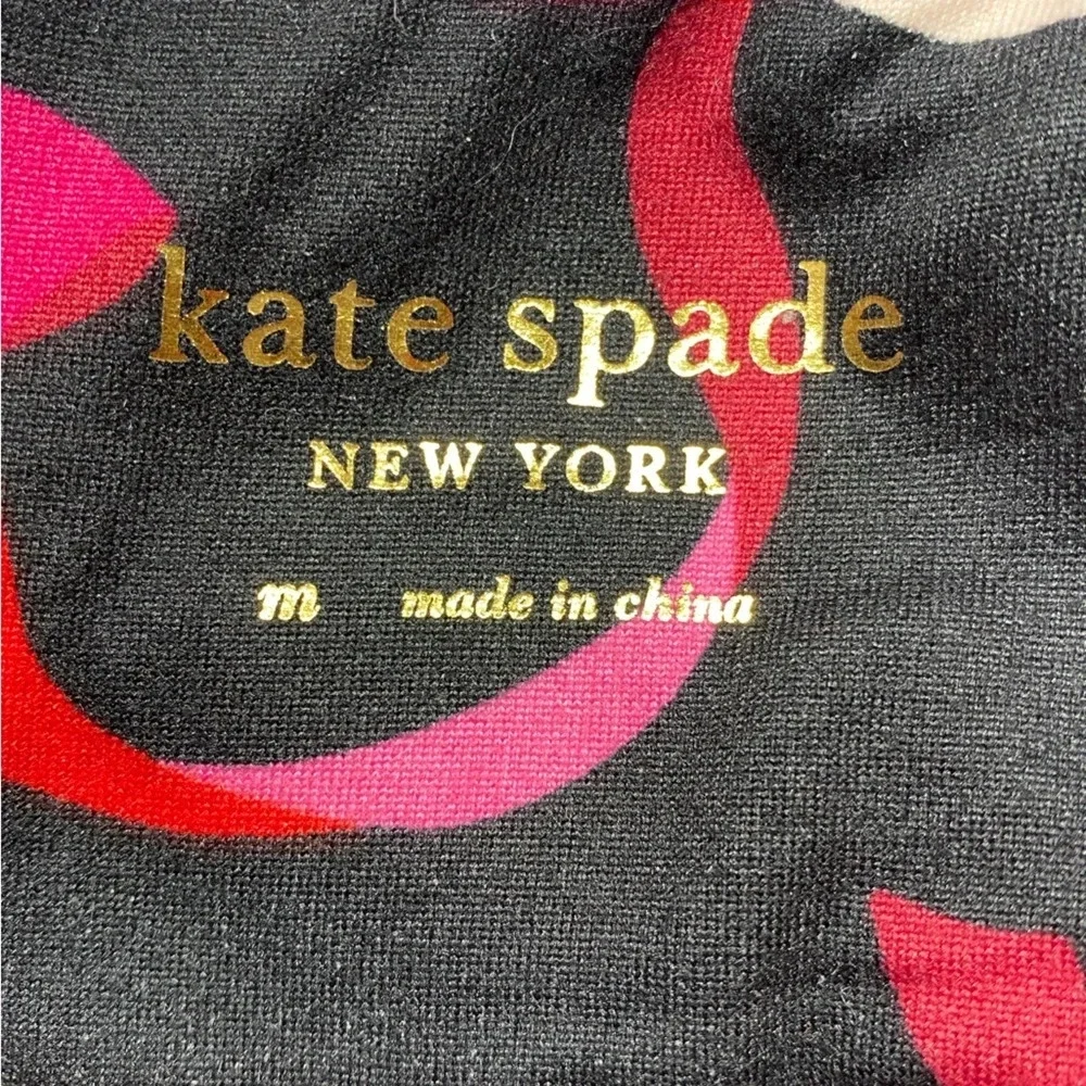 Kate Spade Henley Pajama‎ Top Womens Size M Black Red Pink Ribbon Soft Slumber